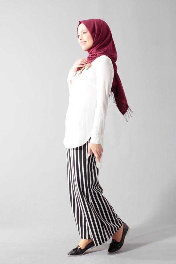 Vêtements hijab  T 1454 Actüel Çizgili Pantolon - TRENDTESETTÜR