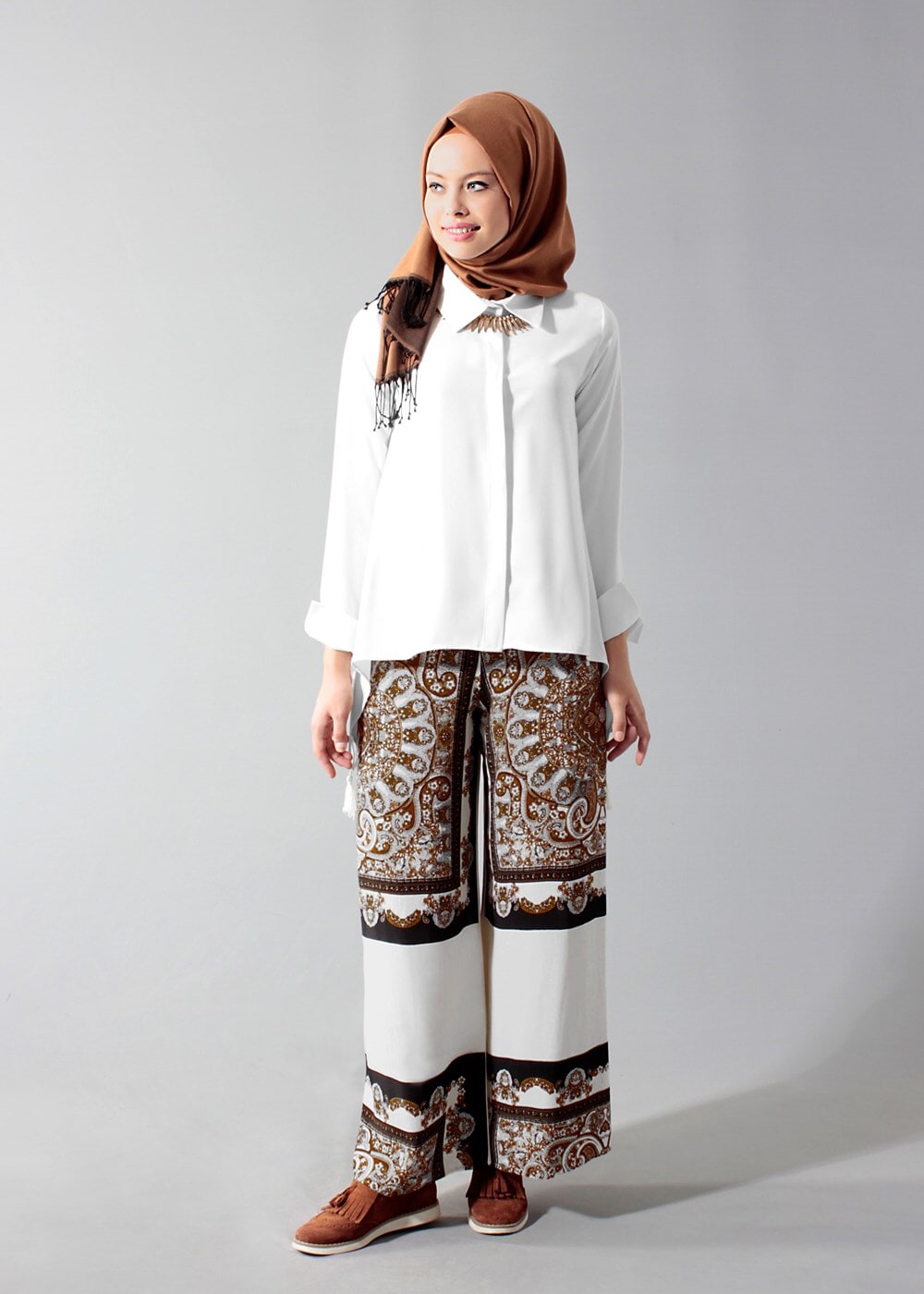 Hijab clothing TABA T 1497 Actüel Şal Desenli Pantolon