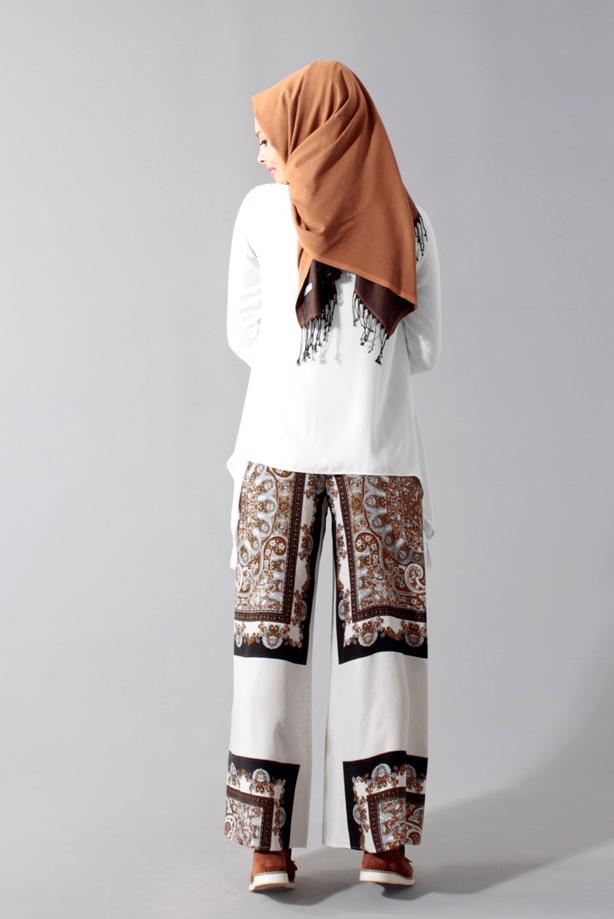 Vêtements hijab  T 1497 Actüel Şal Desenli Pantolon - TRENDTESETTÜR
