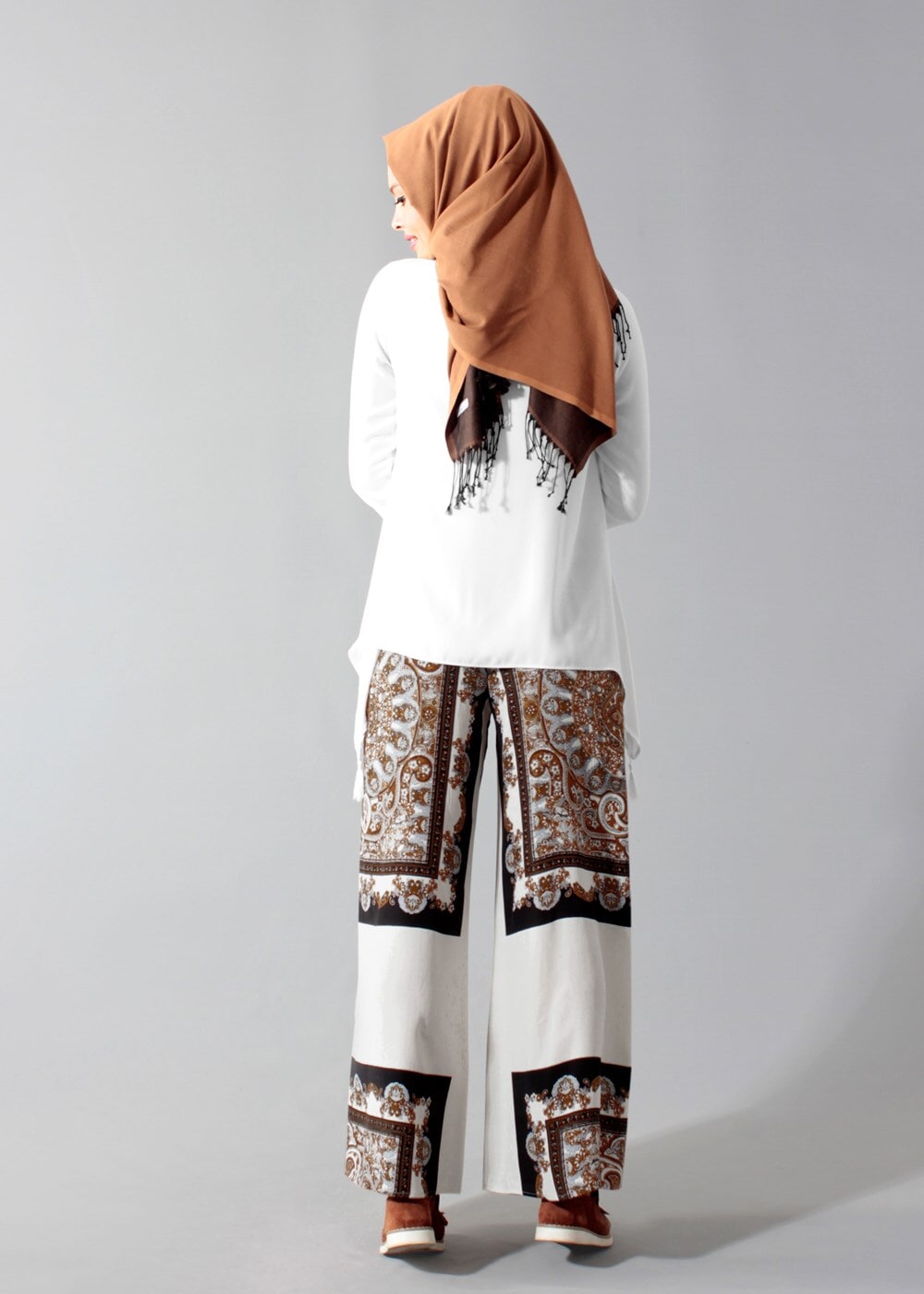 Hijab clothing TABA T 1497 Actüel Şal Desenli Pantolon