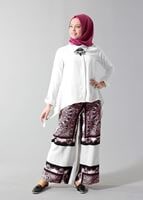 Hijab clothing PURPLE T 1497 Actüel Şal Desenli Pantolon