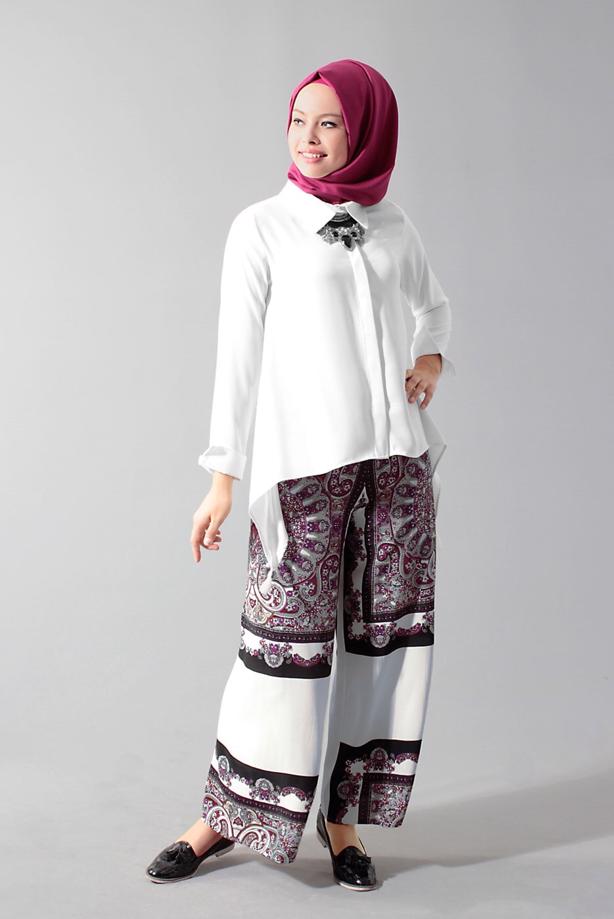 Vêtements hijab  T 1497 Actüel Şal Desenli Pantolon - TRENDTESETTÜR