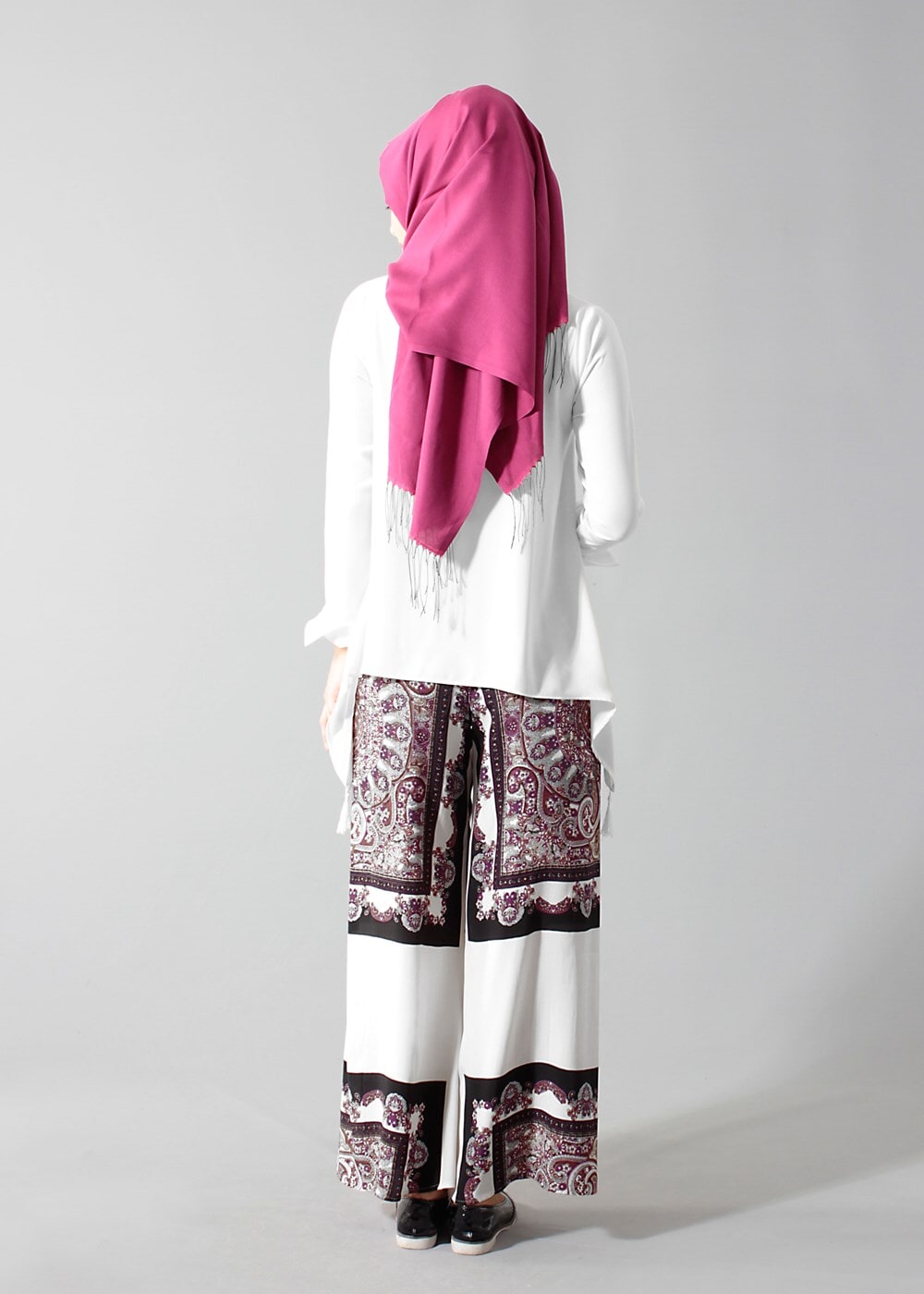 Hijab clothing PURPLE T 1497 Actüel Şal Desenli Pantolon