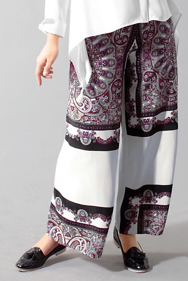 Vêtements hijab  T 1497 Actüel Şal Desenli Pantolon - TRENDTESETTÜR