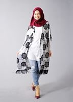 Tesettür giyim SİYAH PÜSKÜL DETAYLI DESENLİ CEKET 5798 