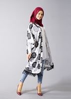 Tesettür giyim SİYAH PÜSKÜL DETAYLI DESENLİ CEKET 5798 