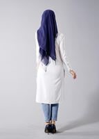 Hijab clothing CREAM T 5947 Actüel Desenli Tunik