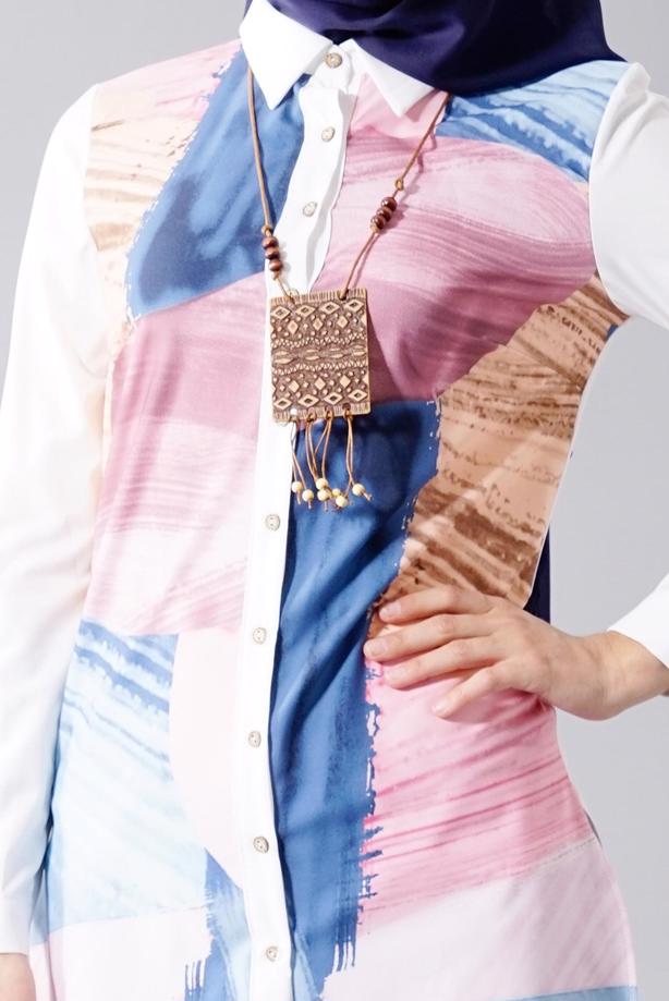 Vêtements hijab  T 5947 Actüel Desenli Tunik - TRENDTESETTÜR