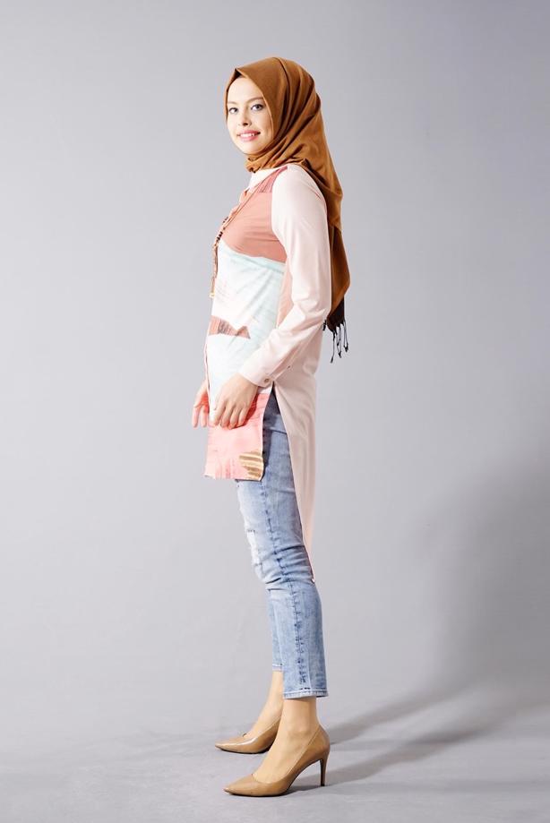 Vêtements hijab  T 5947 Actüel Desenli Tunik - TRENDTESETTÜR