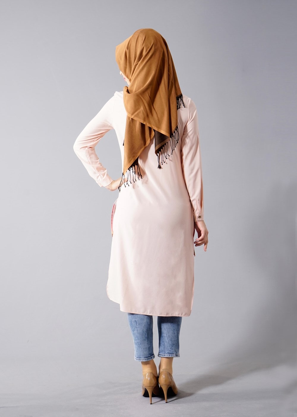 Vêtements hijab POUDRE T 5947 Actüel Desenli Tunik