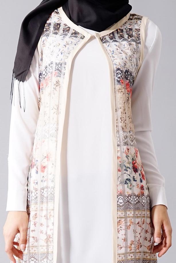 Vêtements hijab  T 8246 Actüel Kuşaklı Yelek - TRENDTESETTÜR