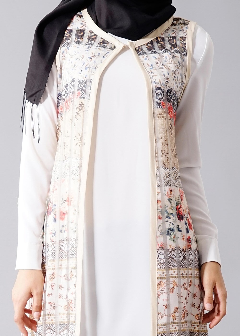 Hijab clothing POWDER T 8246 Actüel Kuşaklı Yelek