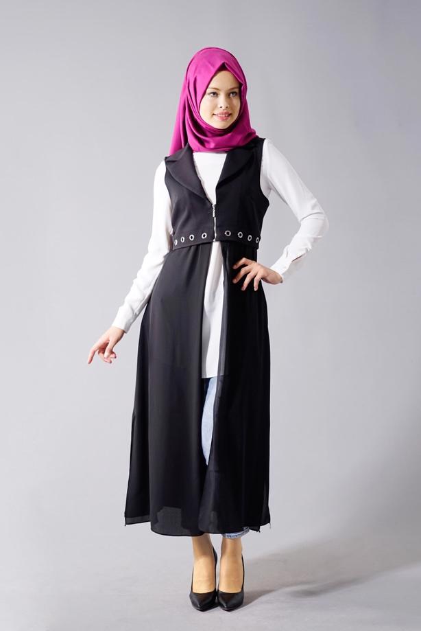 Vêtements hijab  T 8298 Actüel Femuar Detaylı Yelek - TRENDTESETTÜR