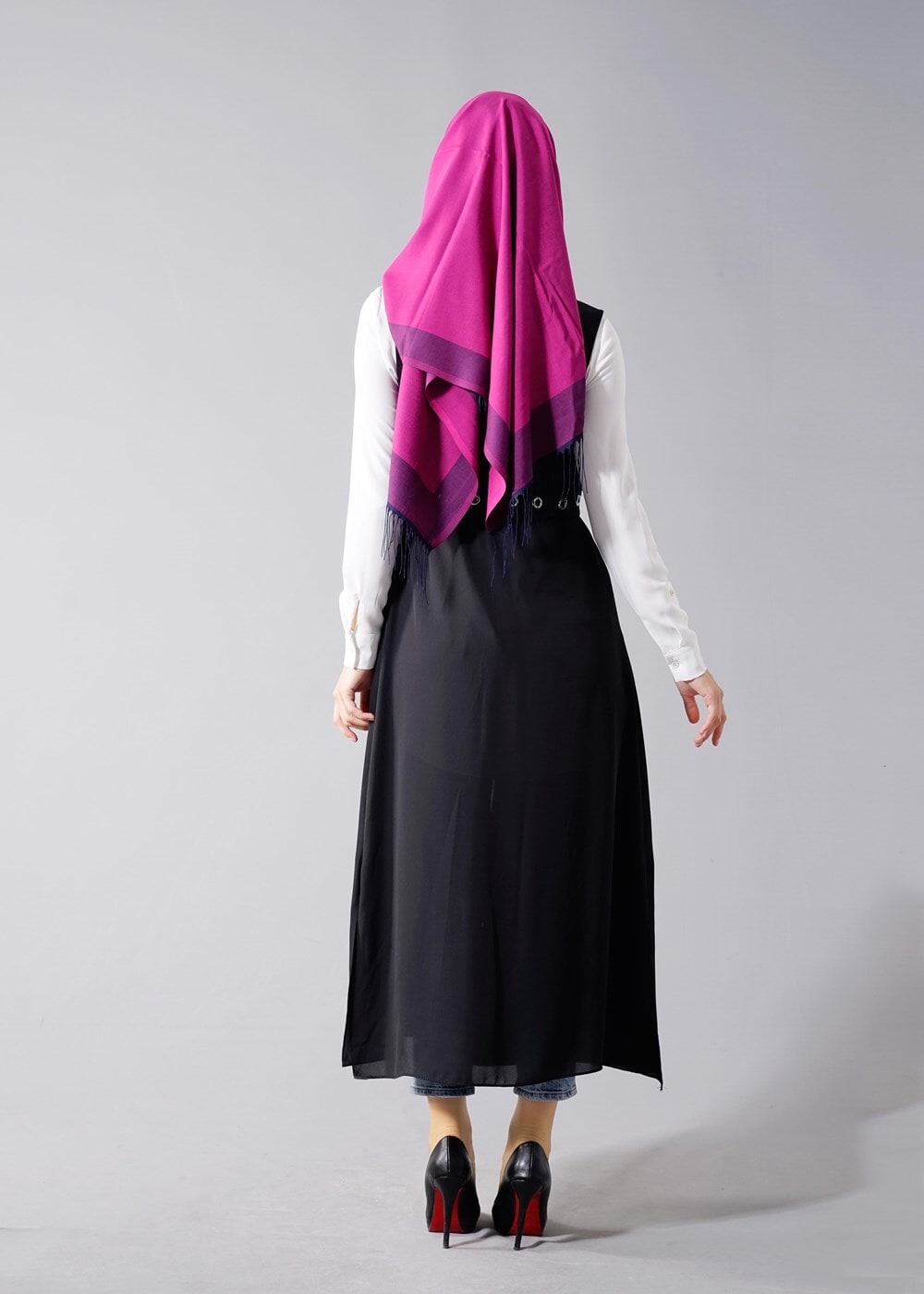Hijab clothing BLACK T 8298 Actüel Femuar Detaylı Yelek