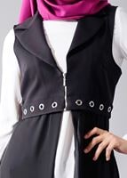 Hijab clothing BLACK T 8298 Actüel Femuar Detaylı Yelek