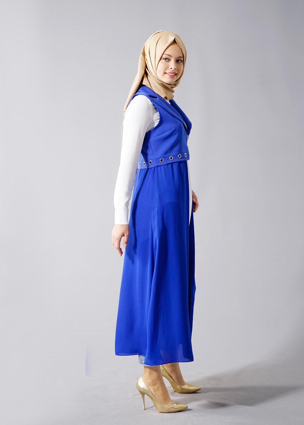 Vêtements hijab BLEU MARINE T 8298 Actüel Femuar Detaylı Yelek