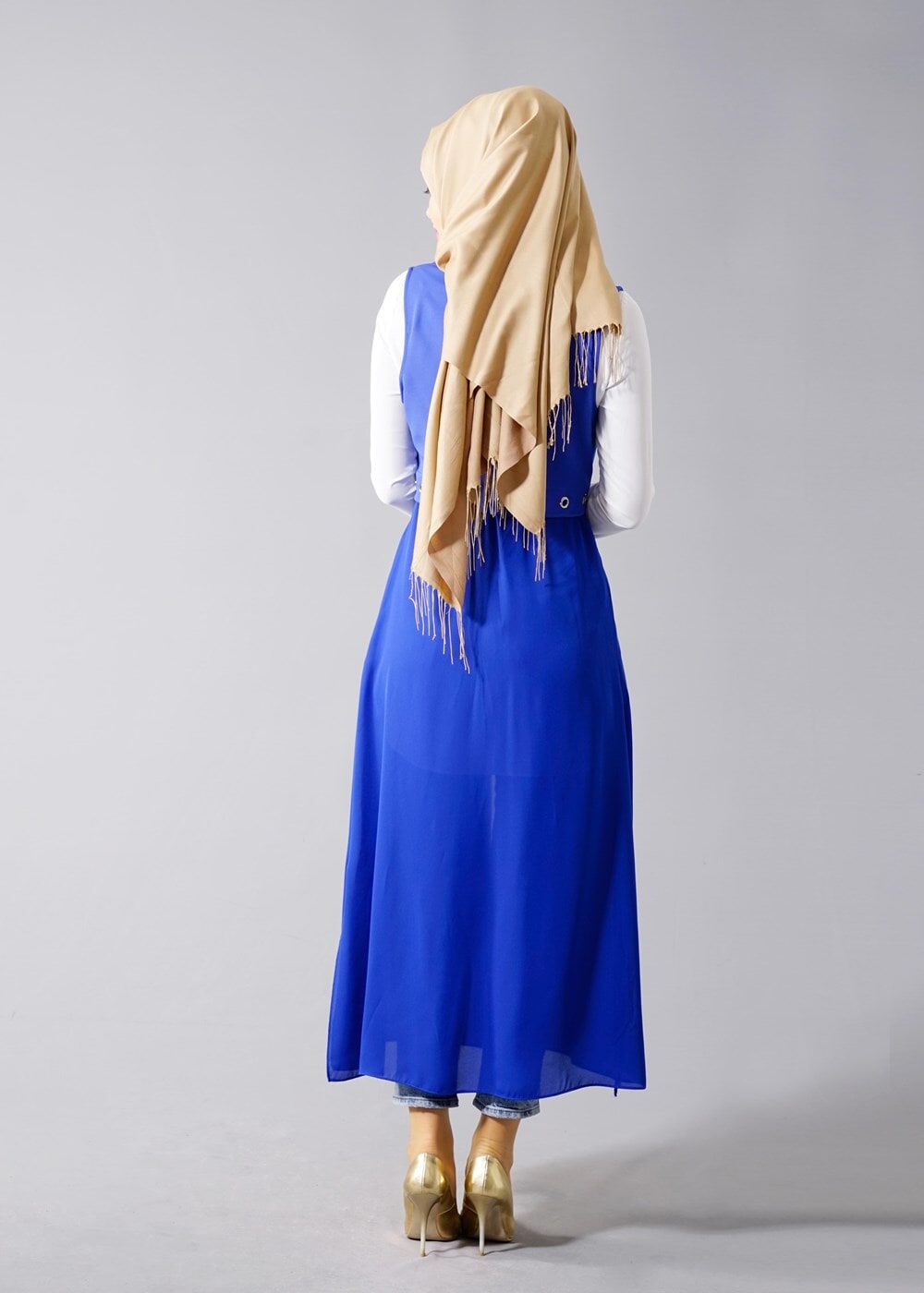 Vêtements hijab BLEU MARINE T 8298 Actüel Femuar Detaylı Yelek