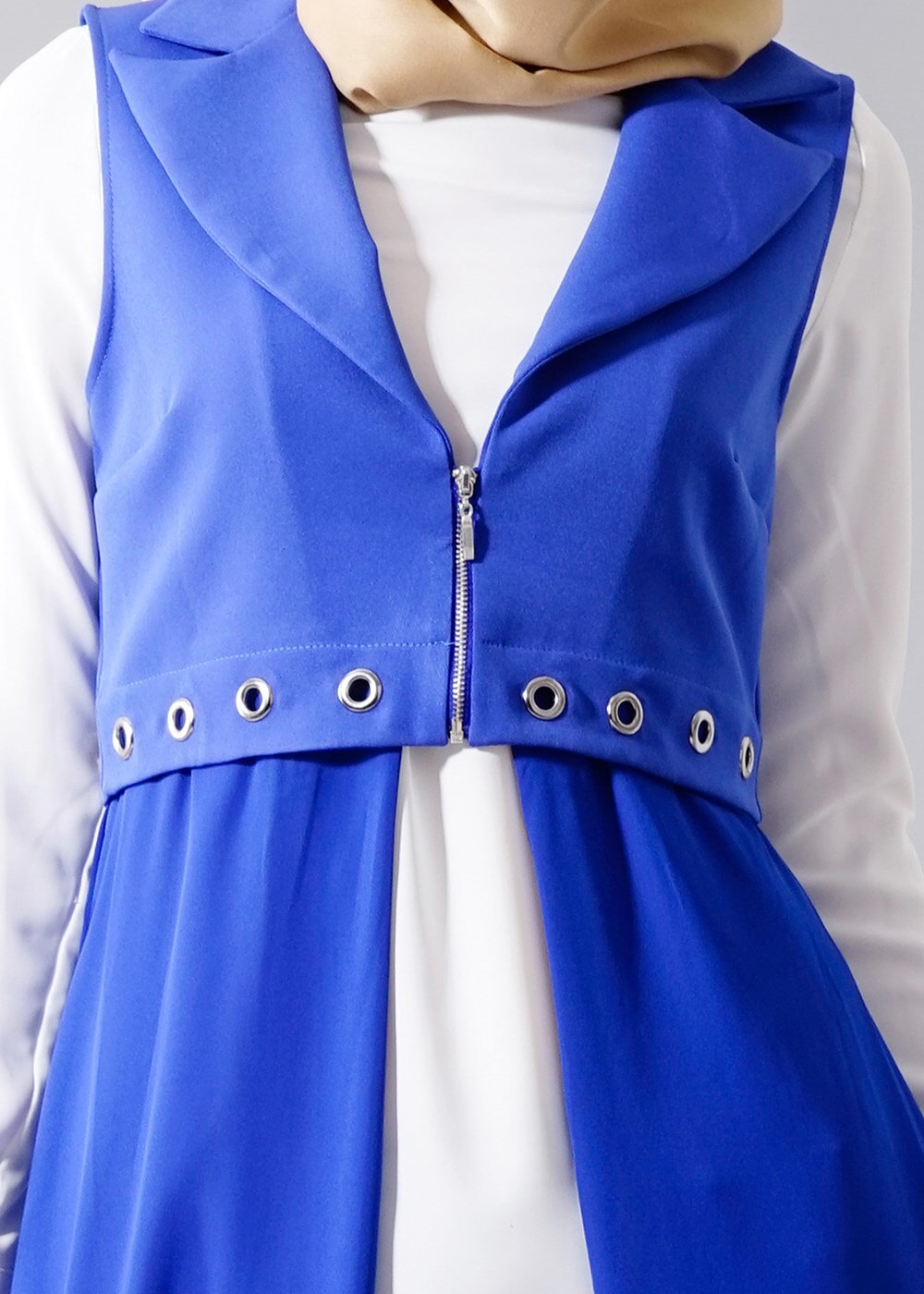 Vêtements hijab BLEU MARINE T 8298 Actüel Femuar Detaylı Yelek