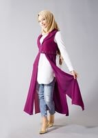 Vêtements hijab POURPRE T 8298 Actüel Femuar Detaylı Yelek