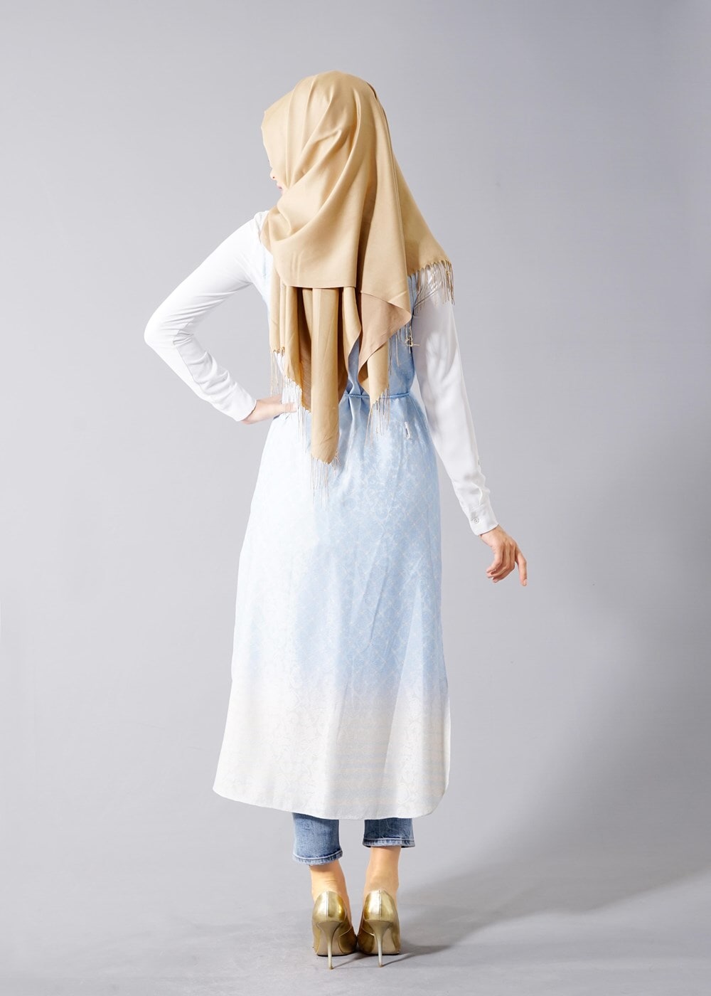 Vêtements hijab BLEU T 8329 Actüel Jakarlı Yelek