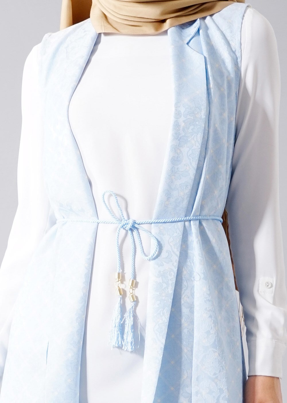 Vêtements hijab BLEU T 8329 Actüel Jakarlı Yelek