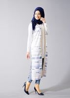 Hijab clothing PURPLE T 8340 Actüel Cizgi Desenli Kabartmalı Yelek