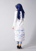 Hijab clothing PURPLE T 8340 Actüel Cizgi Desenli Kabartmalı Yelek