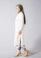 Vêtements hijab POUDRE T 8340 Actüel Cizgi Desenli Kabartmalı Yelek