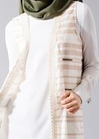 Vêtements hijab POUDRE T 8340 Actüel Cizgi Desenli Kabartmalı Yelek