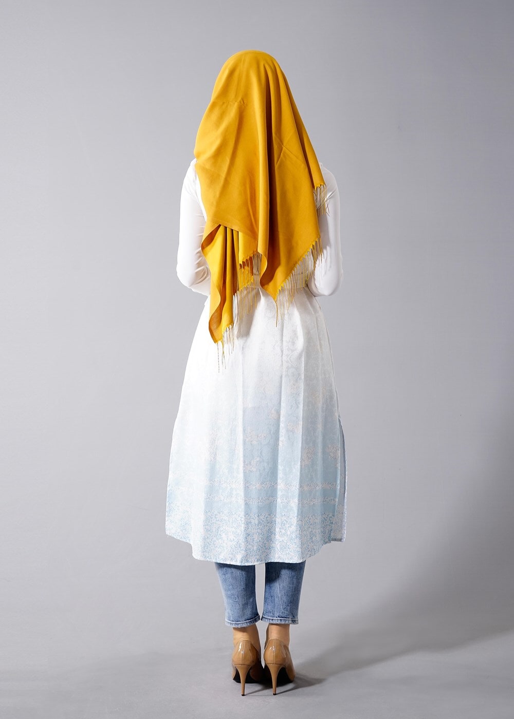 Vêtements hijab CRÈME T 8348 Actüel Kabartma Desenli Yelek