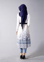 Hijab clothing CREAM T 8348 Actüel Kabartma Desenli Yelek