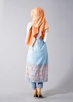 Tesettür giyim MAVİ T 8357 Actüel Etnik Desenli Kabartma Yelek