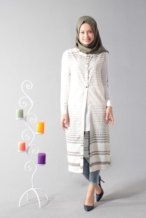 Vêtements hijab  T 8367 Actüel Çıtçıtlı Yelek - TRENDTESETTÜR