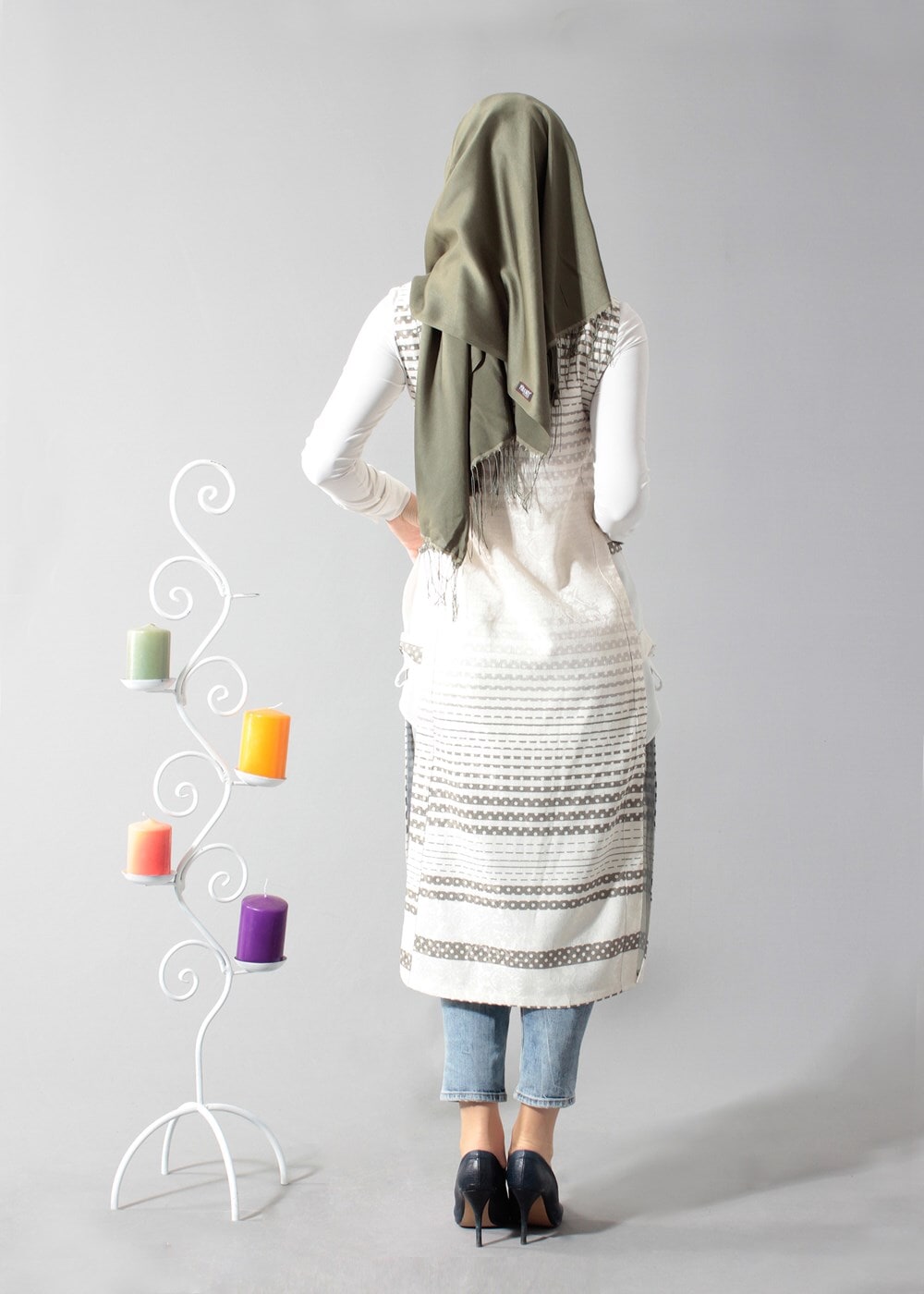 Vêtements hijab KAKI T 8367 Actüel Çıtçıtlı Yelek