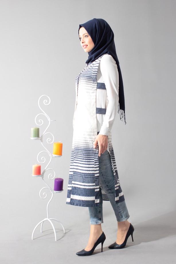 Vêtements hijab  T 8367 Actüel Çıtçıtlı Yelek - TRENDTESETTÜR