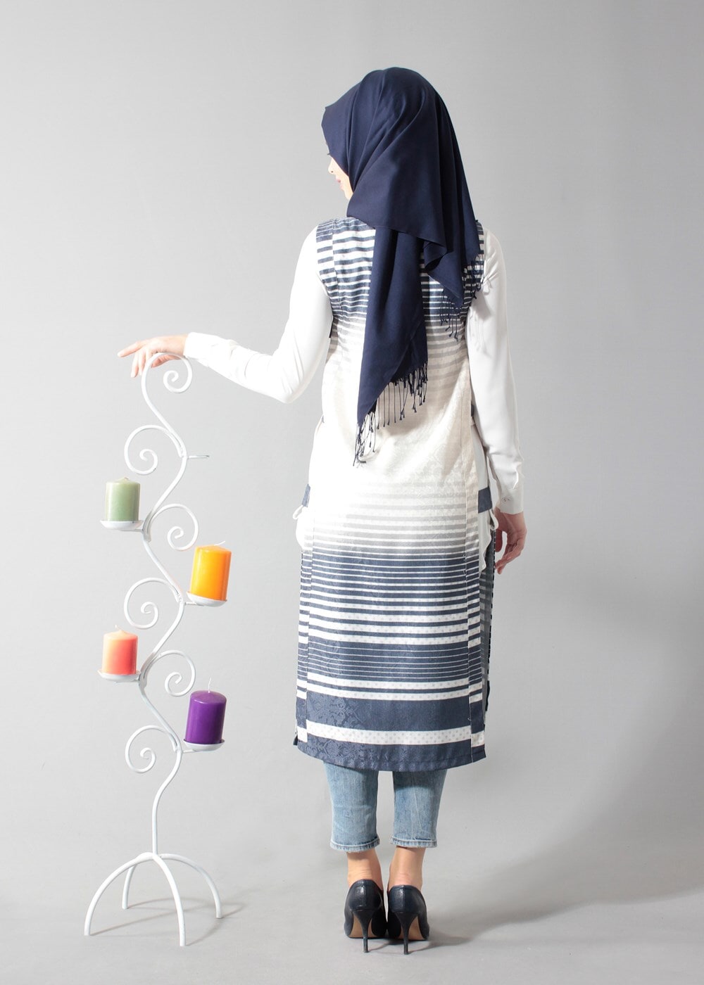 Vêtements hijab VERT T 8367 Actüel Çıtçıtlı Yelek