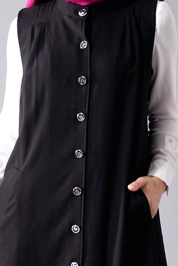 Vêtements hijab  T 8381 Actüel  Omuz Kısmı Pileli Yelek - TRENDTESETTÜR