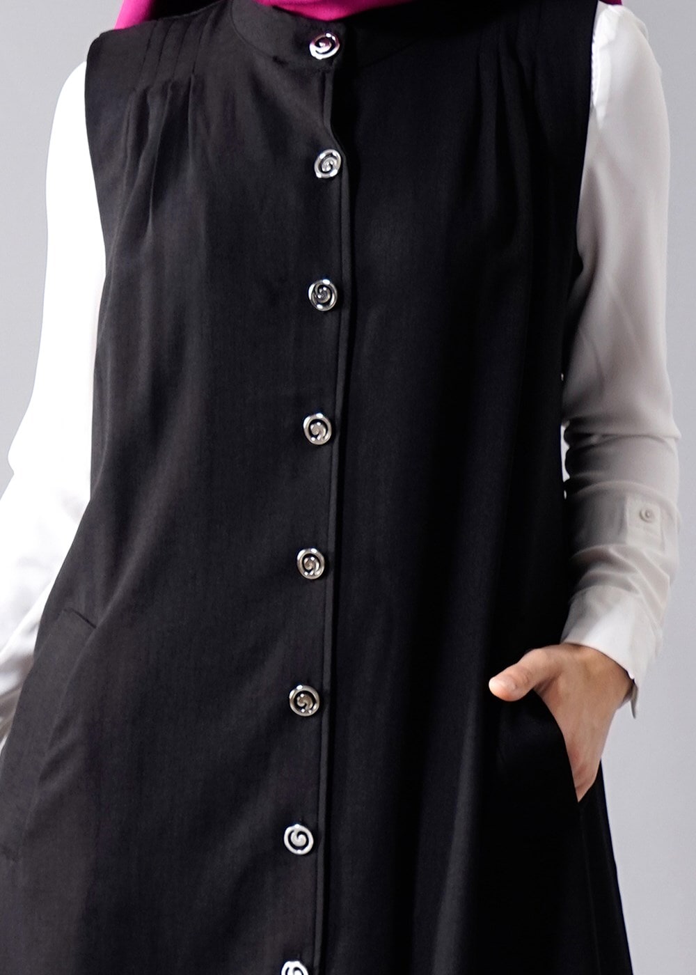 Vêtements hijab NOIR T 8381 Actüel  Omuz Kısmı Pileli Yelek