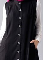 Hijab clothing BLACK T 8381 Actüel  Omuz Kısmı Pileli Yelek