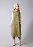 Hijab clothing KHAKI T 8381 Actüel  Omuz Kısmı Pileli Yelek