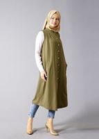 Hijab clothing KHAKI T 8381 Actüel  Omuz Kısmı Pileli Yelek