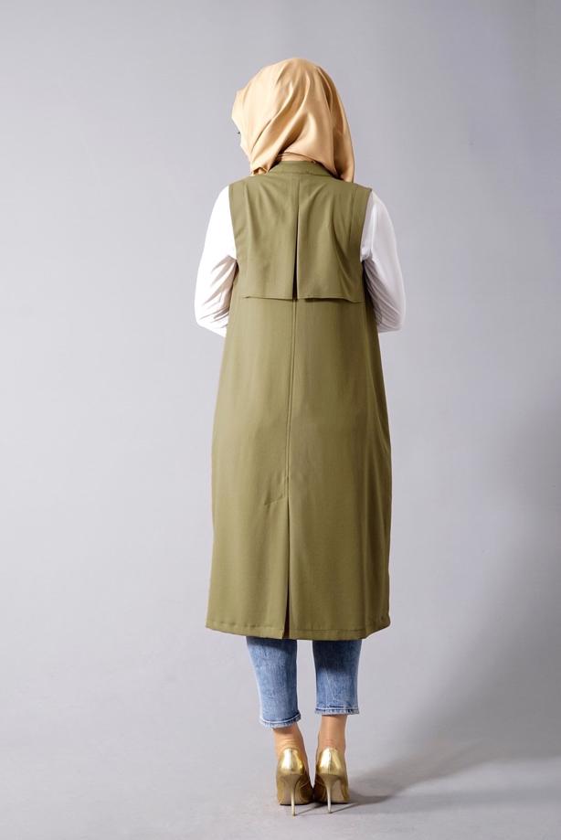 Vêtements hijab  T 8381 Actüel  Omuz Kısmı Pileli Yelek - TRENDTESETTÜR