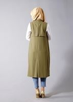 Hijab clothing KHAKI T 8381 Actüel  Omuz Kısmı Pileli Yelek