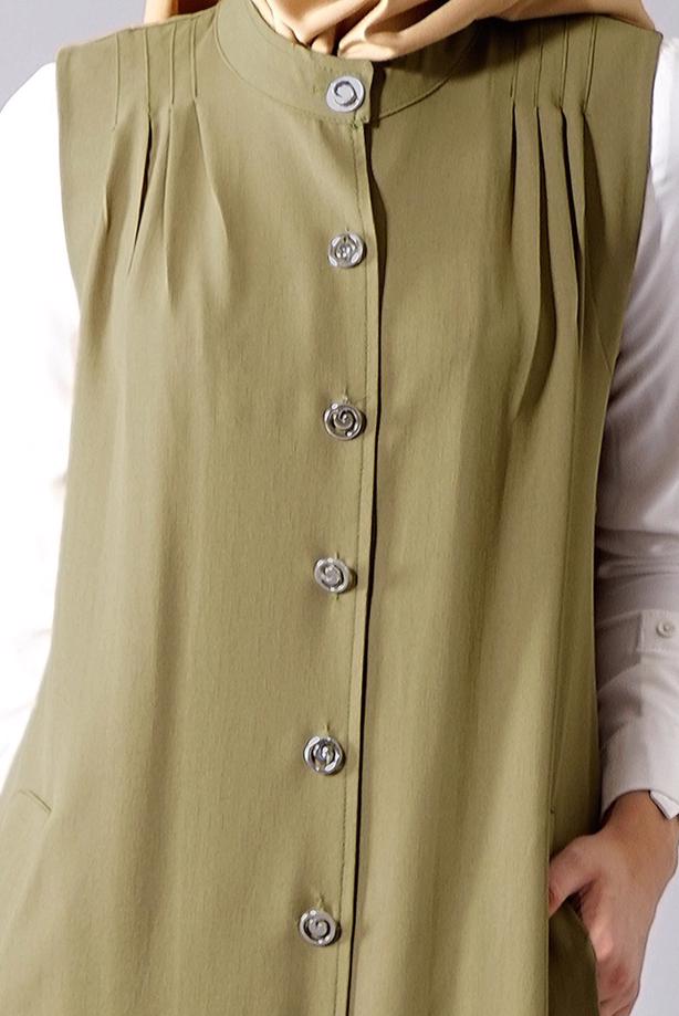 Vêtements hijab  T 8381 Actüel  Omuz Kısmı Pileli Yelek - TRENDTESETTÜR