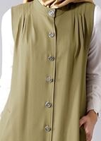 Hijab clothing KHAKI T 8381 Actüel  Omuz Kısmı Pileli Yelek