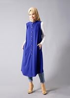 Vêtements hijab BLEU MARINE T 8381 Actüel  Omuz Kısmı Pileli Yelek
