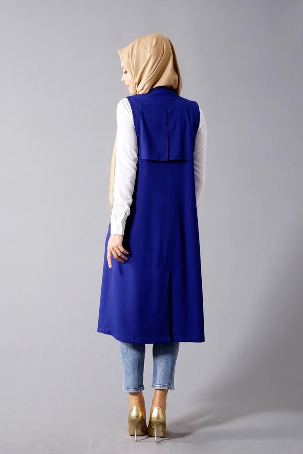 Vêtements hijab  T 8381 Actüel  Omuz Kısmı Pileli Yelek - TRENDTESETTÜR
