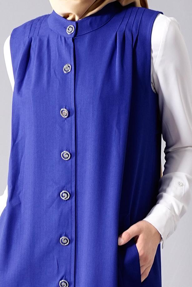 Vêtements hijab  T 8381 Actüel  Omuz Kısmı Pileli Yelek - TRENDTESETTÜR