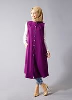 Hijab clothing PURPLE T 8381 Actüel  Omuz Kısmı Pileli Yelek