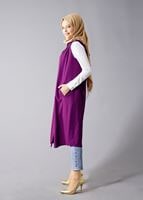 Hijab clothing PURPLE T 8381 Actüel  Omuz Kısmı Pileli Yelek